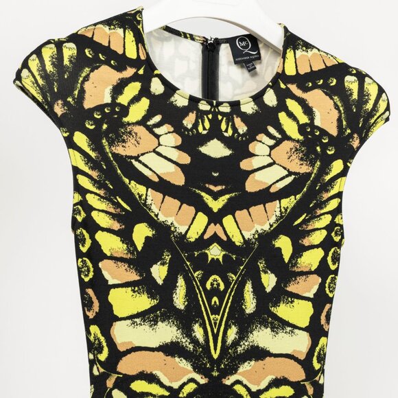 McQ Alexander McQueen Neon-Green Camouflage-Print Jersey Bodycon Dress - Picture 4 of 11